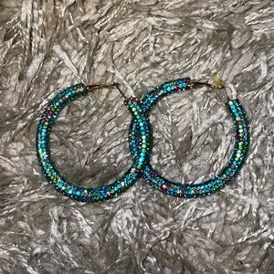 Bling Rhinestone Hoops - Blue Skies